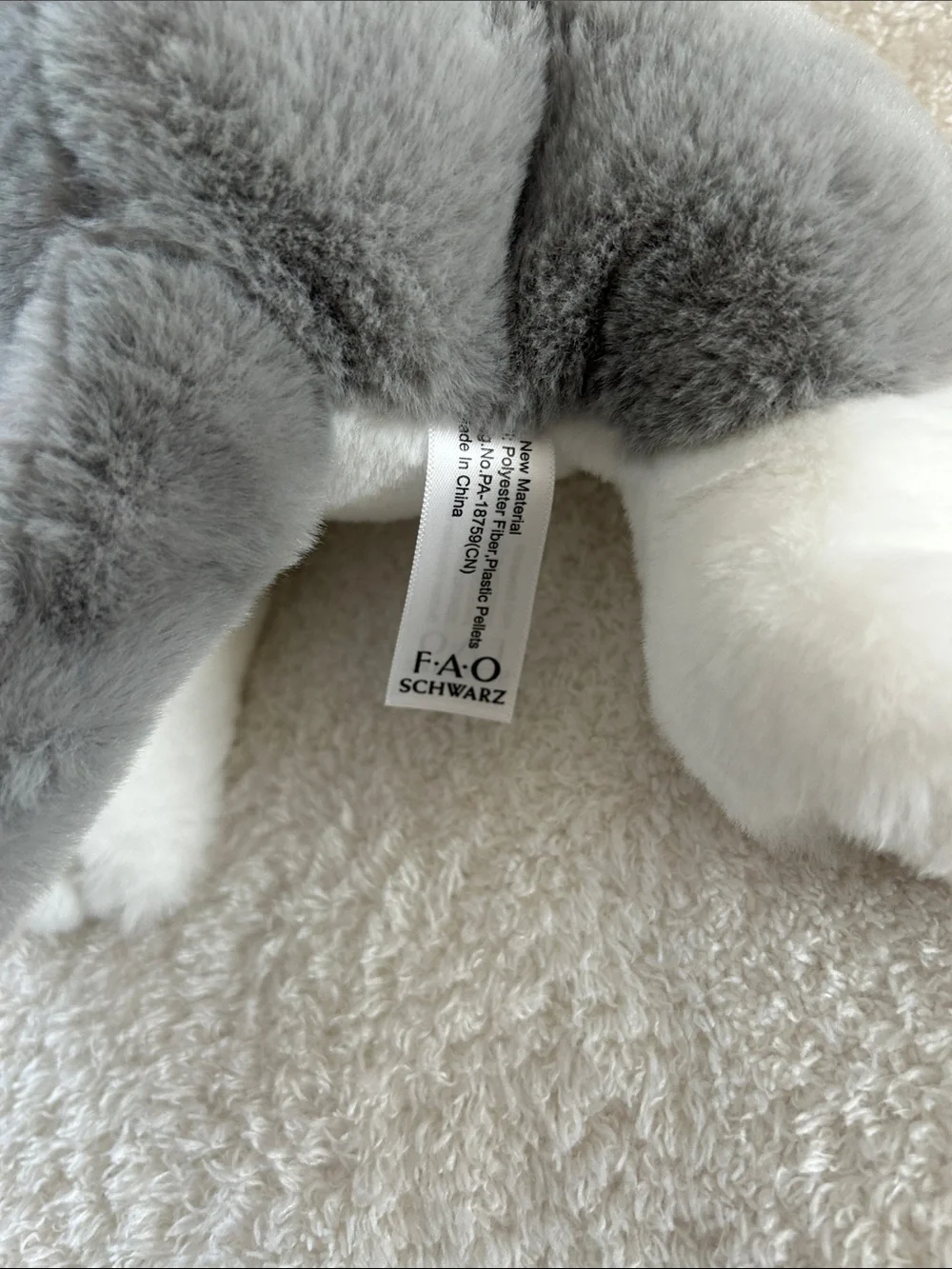 FAO Schwarz Gray & White Husky Plush Dog Toy